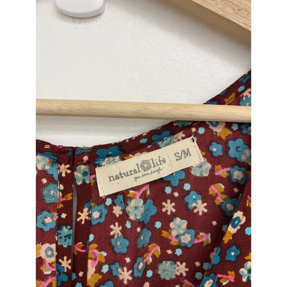 Natural Life Let's Just Go Wide-Leg Bohemian V-Neck 70s Floral Jumpsuit S/M - Picture 6 of 15